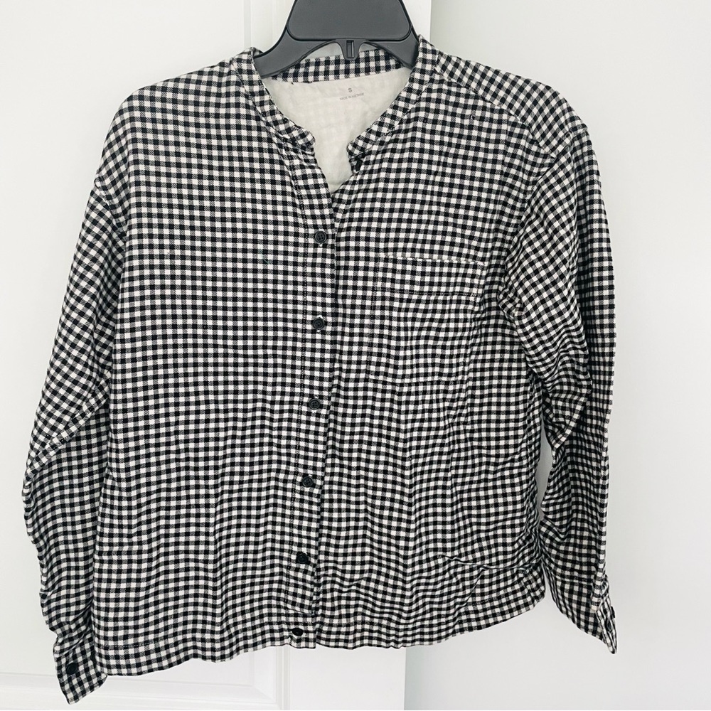 Unbranded Black White Gingham Button Down Cotton Shacket